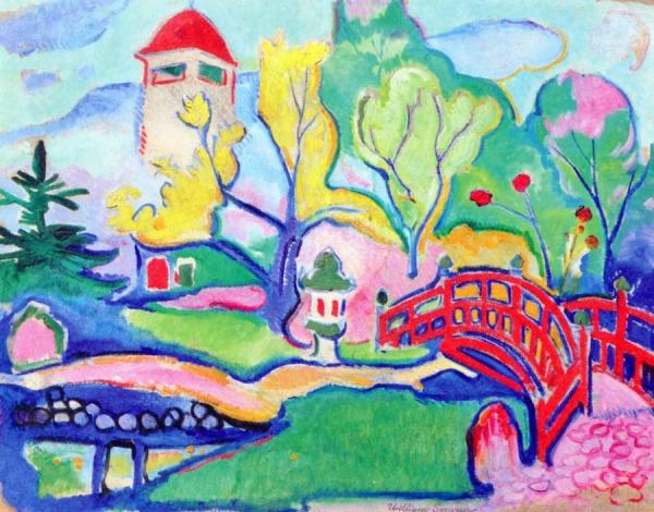 The Japanese Bridge by William Sommer Oil Painting Reproductions