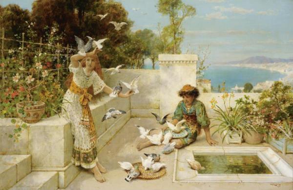 Feeding The Birds by William Stephen Coleman Oil Painting Reproductions