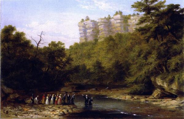 A Baptizing On The South Branch Of The Potomac Near Franklin, Virginia by William Thompson Russell Smith