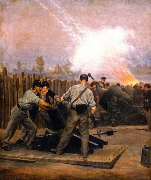 Artillery: Nine And Thirteen Inch Mortars, Siege Of Petersburg, 1864 by William Trego