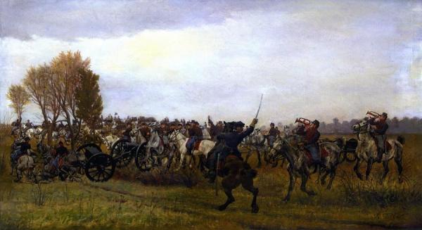 Horse Artillery, 1865. Going Into Battle: Skirmish Before Petersburg by William Trego