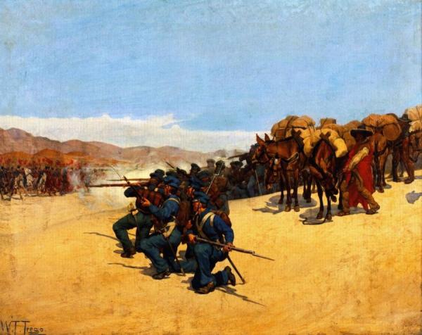 Quartermaster's Department: Train Of Pack Mules Attacked By Mexican Calvary, 1847 by William Trego