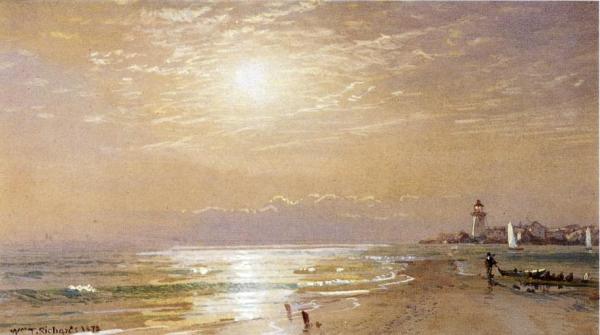 Along The Beach, Towards Sunset by William Trost Richards