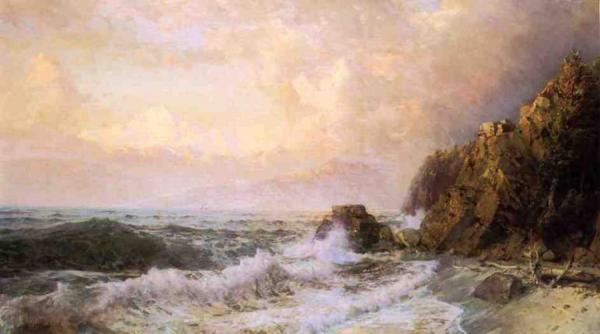 Rough Seas Near Snow Capped Mountains by William Trost Richards