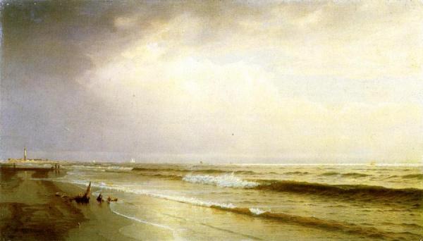 Seascape With Distant Lighthouse, Atlantic City, New Jersey by William Trost Richards