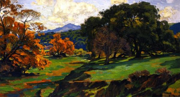 Autumn And Oaks by William Wendt