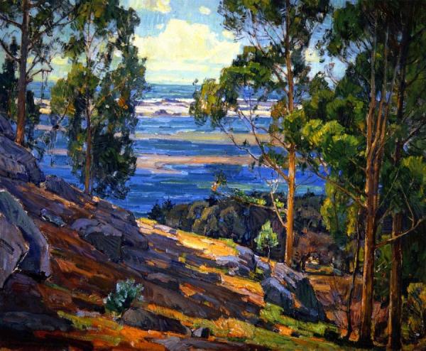 William Wendt Eucalyptus Trees And Bay
