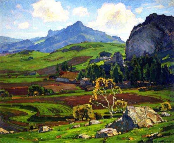 Pasture And Tilled Field by William Wendt