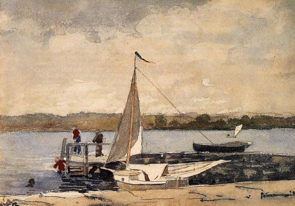 A Sloop At A Wharf, Gloucester by Winslow Homer