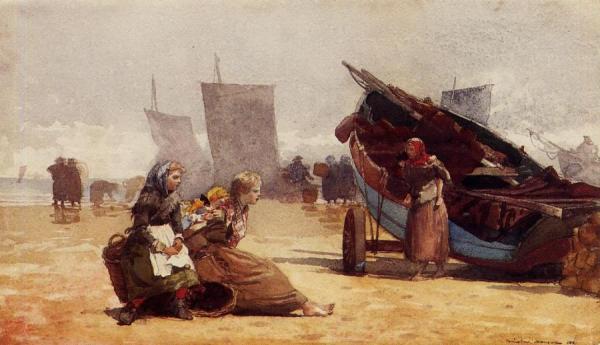 Beach Scene, Cullercoats by Winslow Homer