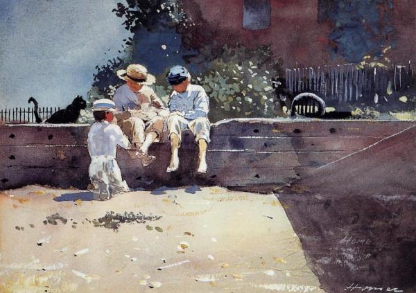 Boys And Kitten by Winslow Homer Oil Painting Reproductions