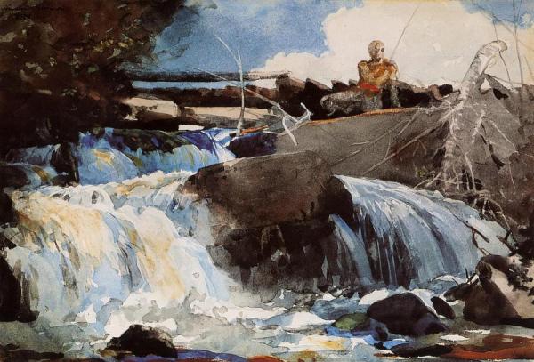 Casting In The Falls by Winslow Homer