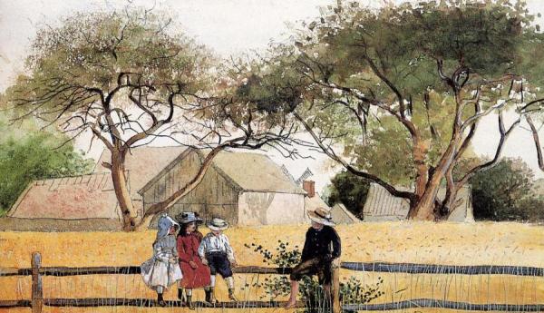 Children On A Fence by Winslow Homer