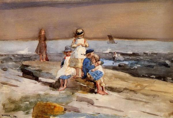 Children On The Beach by Winslow Homer