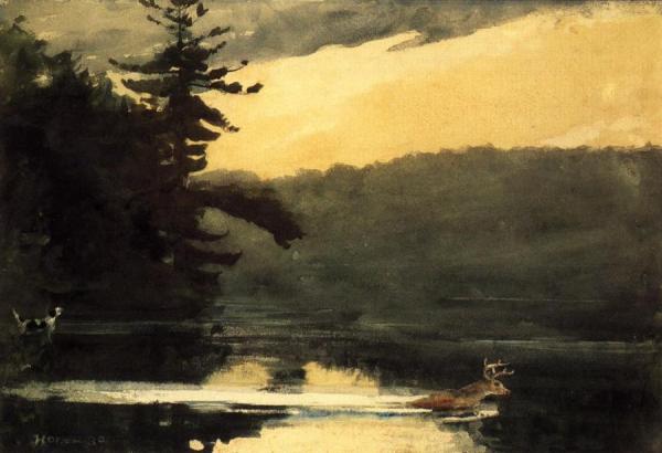 Deer In The Adirondacks by Winslow Homer Oil Painting Reproductions