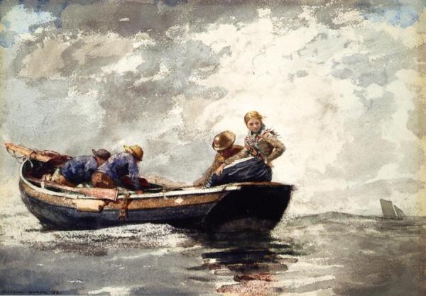 Fisher Folk In Dory by Winslow Homer