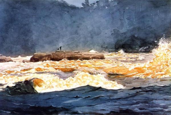 Fishing The Rapids, Saguenay by Winslow Homer