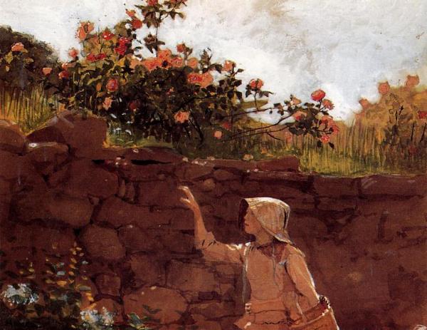 Girl In A Garden by Winslow Homer