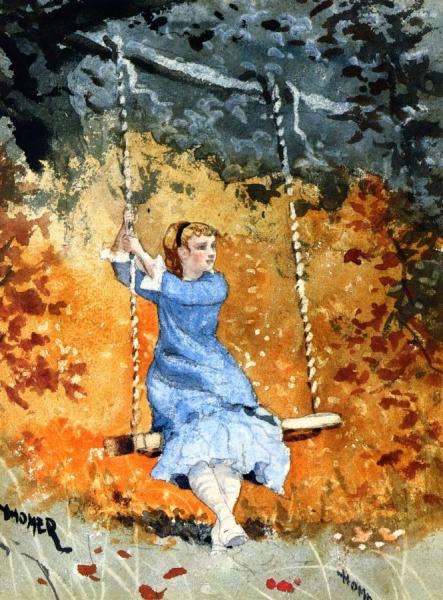 Girl On A Swing by Winslow Homer