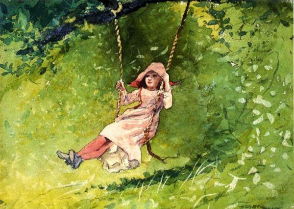 Girl On A Swing by Winslow Homer Oil Painting Reproductions