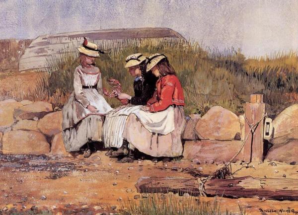 Girls With Lobster by Winslow Homer