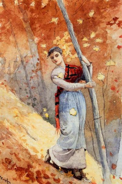 In Autumn Woods by Winslow Homer