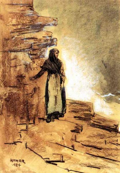 On The Cliff, Prout's Neck by Winslow Homer