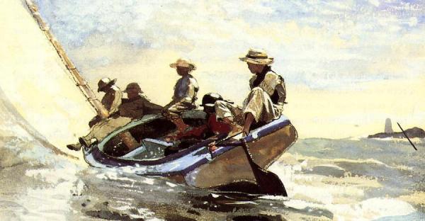 Sailing The Catboat by Winslow Homer Oil Painting Reproductions