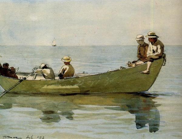 Seven Boys In A Dory by Winslow Homer