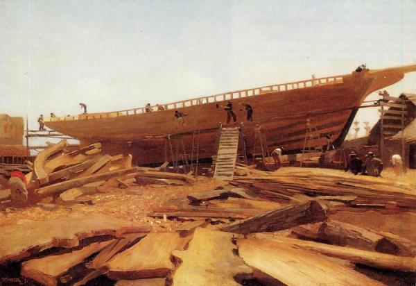 Shipbuilding At Gloucester by Winslow Homer