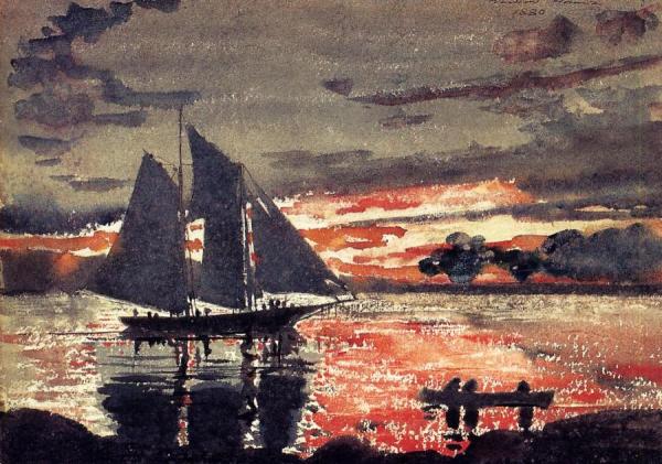 Sunset Fires by Winslow Homer