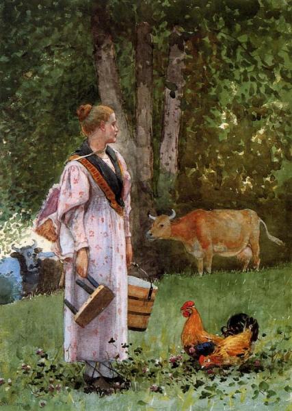 The Milk Maid by Winslow Homer Oil Painting Reproductions