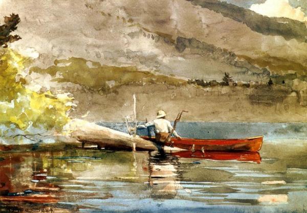 The Red Canoe by Winslow Homer