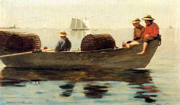 Three Boys In A Dory by Winslow Homer