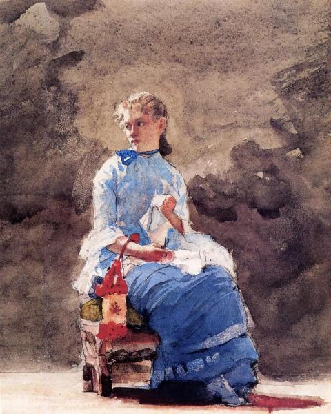 Woman Sewing by Winslow Homer