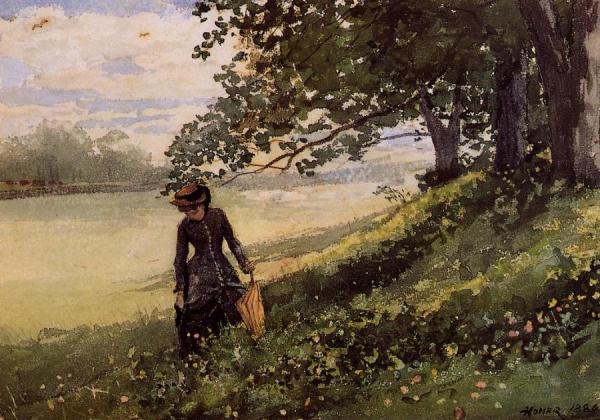 Young Woman With A Parasol by Winslow Homer