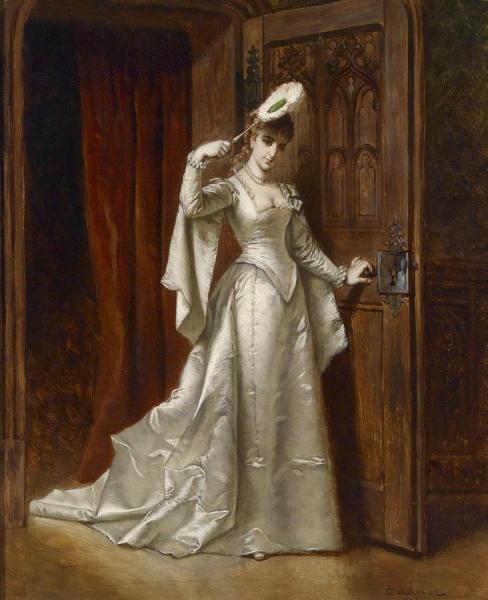Elegant Lady In A White Dress by Wladyslaw Bakalowicz
