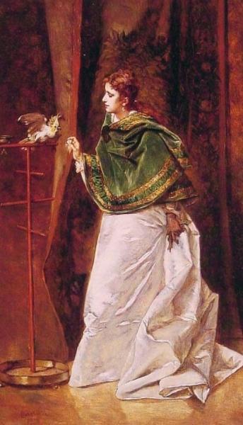 Feeding Her Favorite Pet by Wladyslaw Bakalowicz Oil Painting Reproductions