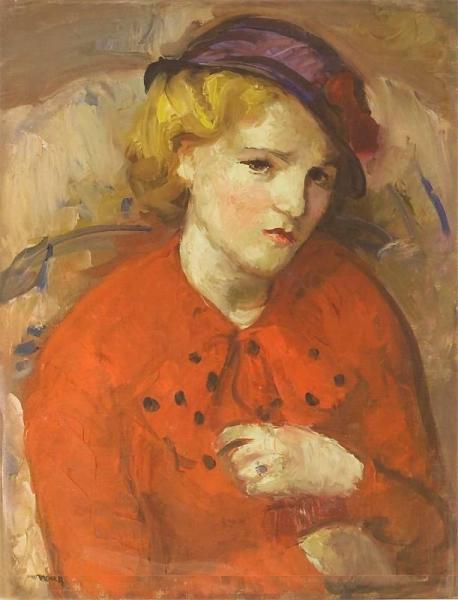Model In The Red Blouse by Wojciech Weiss