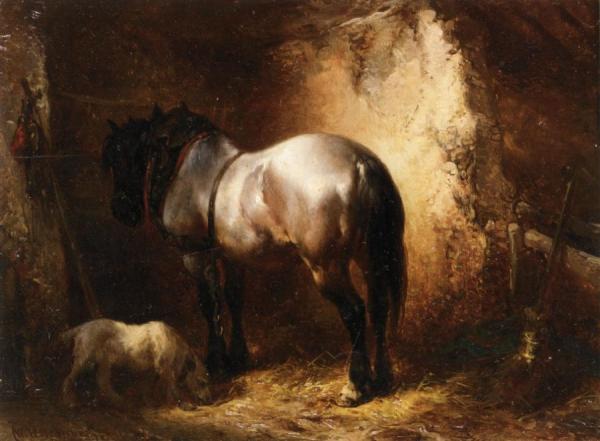 A Horse In A A Stable by Wouterus Verschuur Oil Painting Reproductions