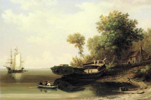 A Blockade Runner Beached by Xanthus Russell Smith Oil Painting Reproductions