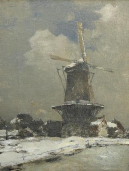 Flour Mill De Hoop In Oudewater, In Wintertime by Ype Wenning