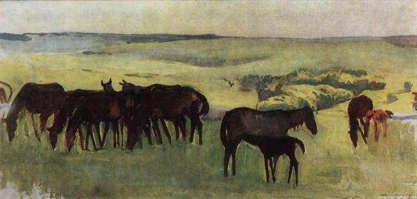A Herd Of Horses by Zinaida Evgenievna Serebriakova Oil Painting Reproductions