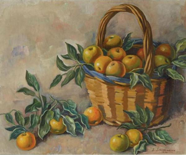 Basket Of Apples by Zinaida Evgenievna Serebriakova Oil Painting Reproductions
