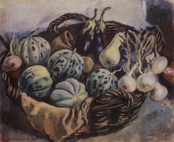 Basket With Melons And Squash by Zinaida Evgenievna Serebriakova