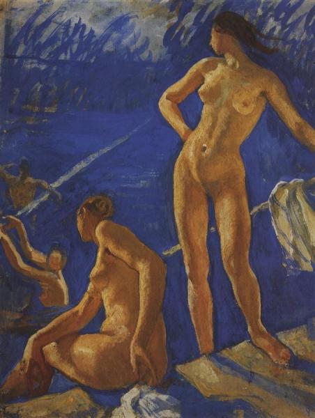 Bathing by Zinaida Evgenievna Serebriakova Oil Painting Reproductions