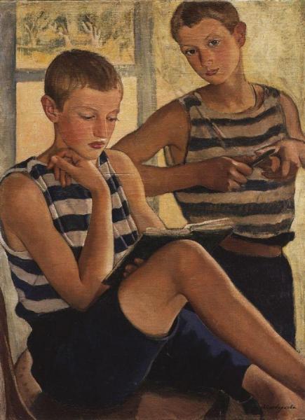 Boys In Sailor's Striped Vests by Zinaida Evgenievna Serebriakova