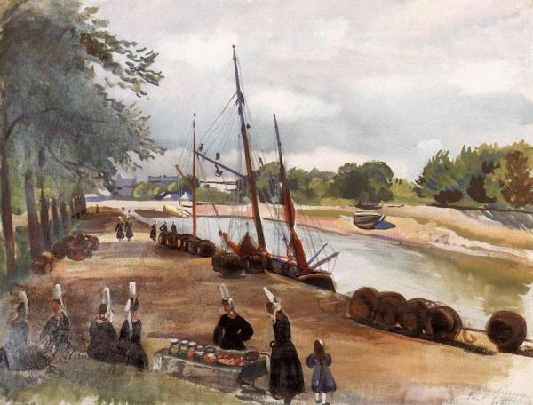 Brittany. The Port Of Pont L'abbé by Zinaida Evgenievna Serebriakova