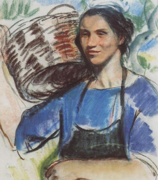 Cassis. A Peasant Woman With Basket by Zinaida Evgenievna Serebriakova