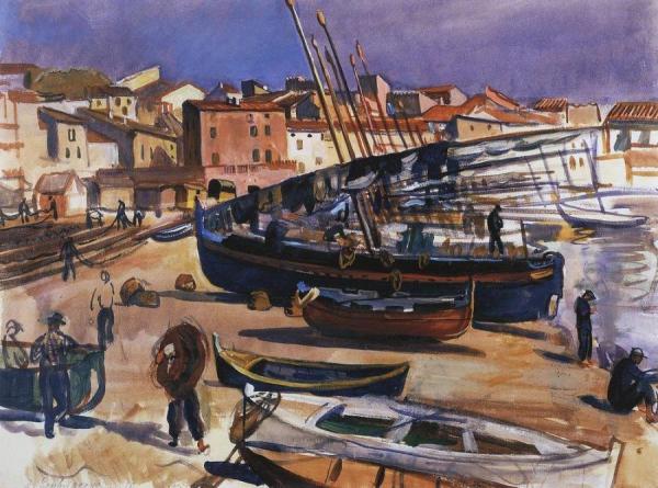 Collioure. Port With Boats by Zinaida Evgenievna Serebriakova